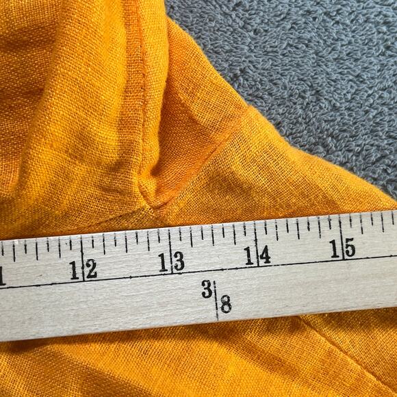 Flax Pants Womens Small Yellow Linen Cropped Pull On Lagenlook Travel Vacation - Picture 10 of 11